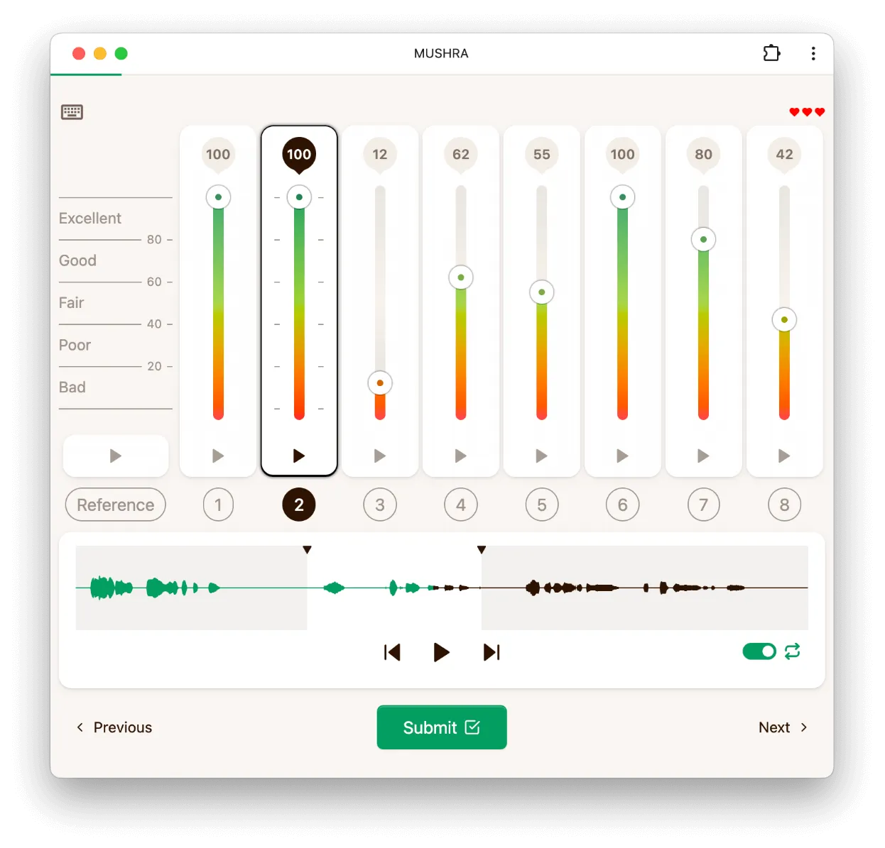 MUSHRA interface