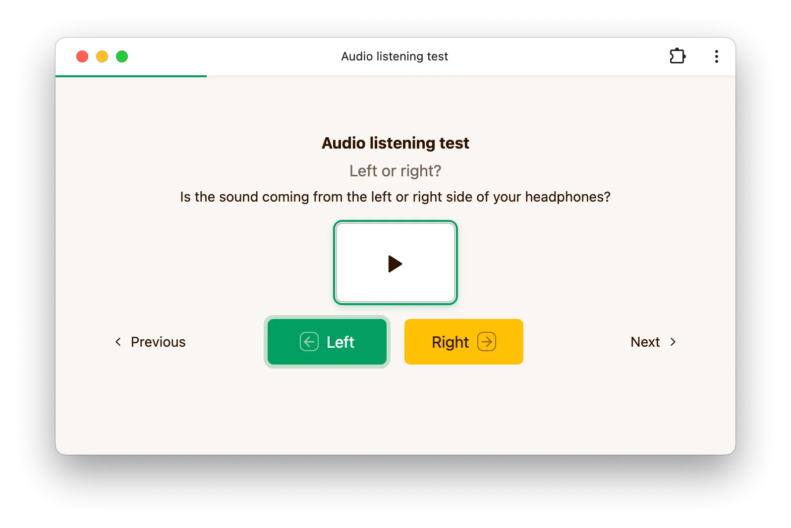 Audio pre-screening interface