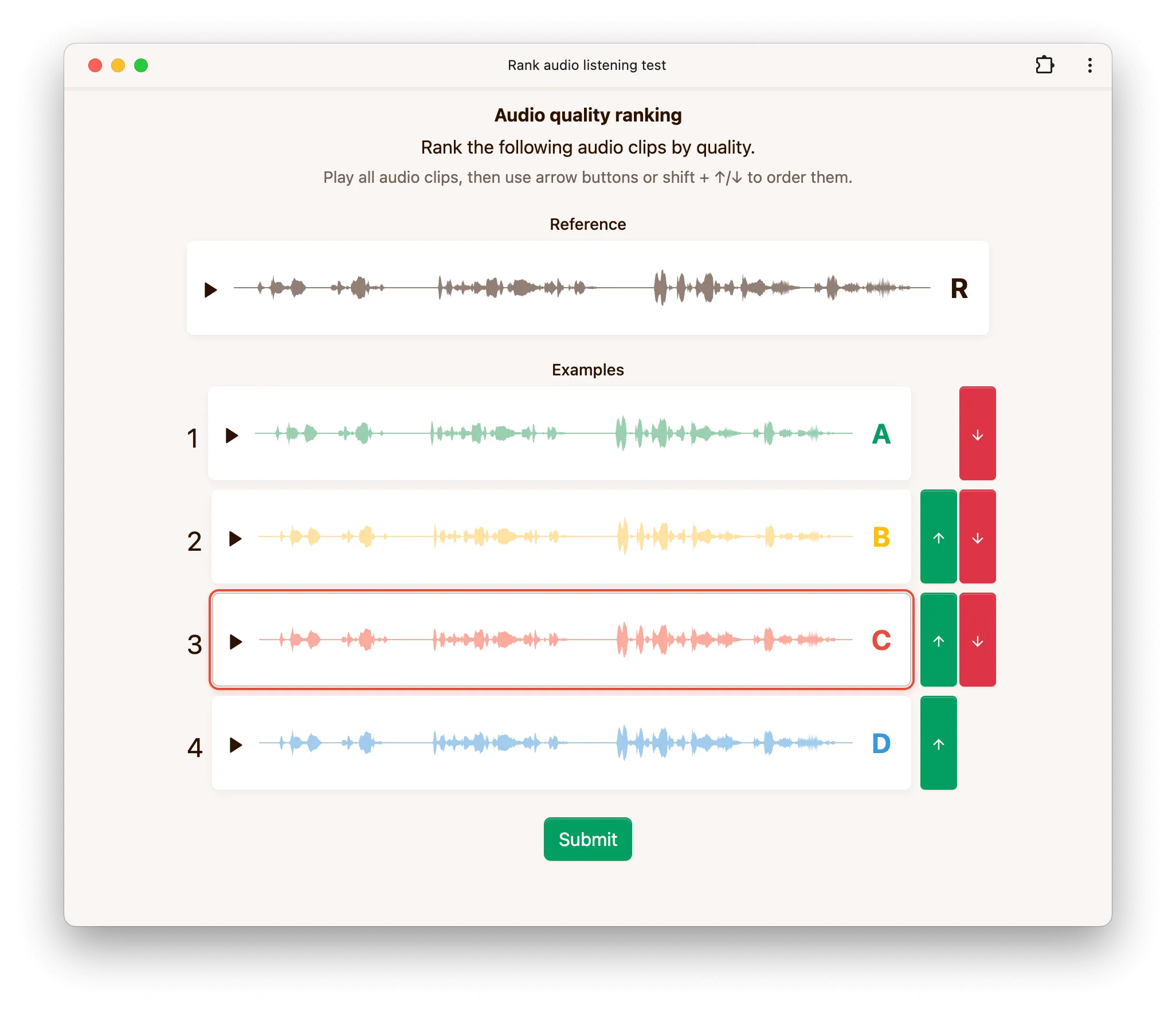 Rank audio interface