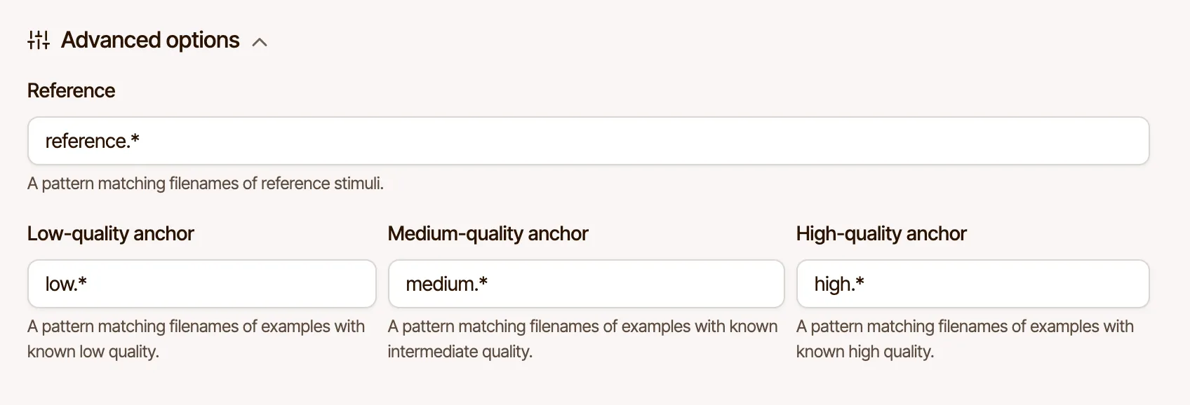 Configuring references and anchors in a dataset